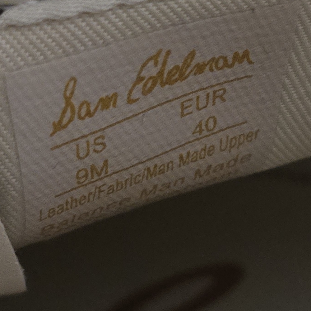 Sam Edelman Elthea Canvas Leather Cow Off White Black and Brown Sneakers Size 9 - Picture 11 of 13
